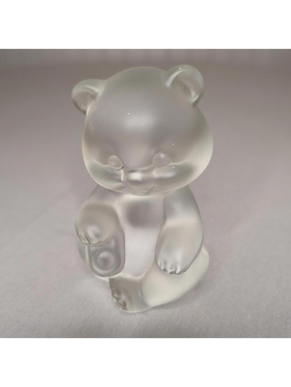 Vintage Fenton Teddy Bear Frosted Satin Glass Crystal Teddy Bear Figurine